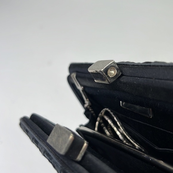 JUDITH LEIBER Vintage Black Silk Woven Clutch Shoulder Bag Evening Handbag - Picture 11 of 12
